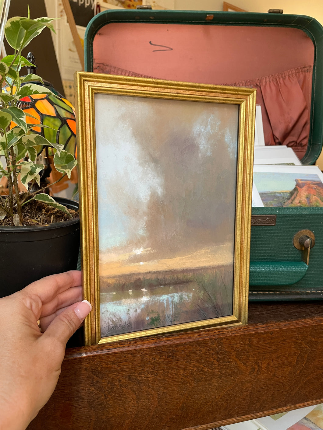 The Sunset, Woven (Study) - Original Framed Pastel Painting by Bethany Fields